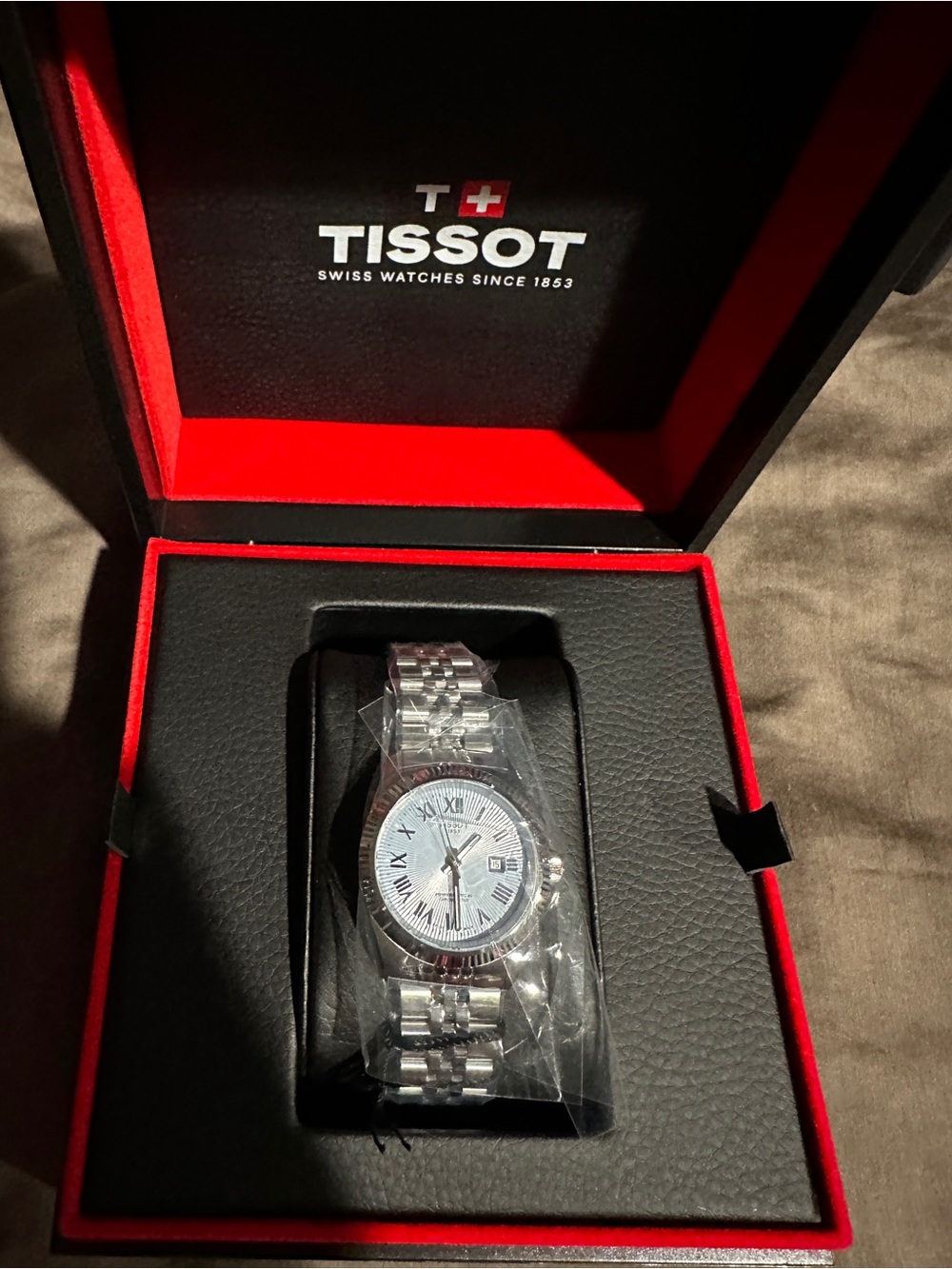 Tissot Silver Men's Stainless Steel Bracelet Watch with White Dial